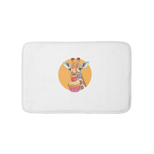 Giraffe With Cupcake Bath Mat