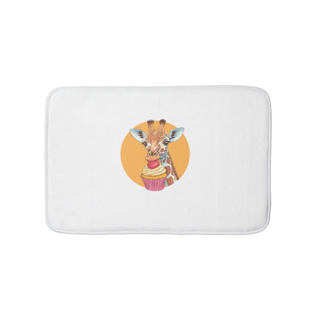 Giraffe With Cupcake   Bath Mat (Front)