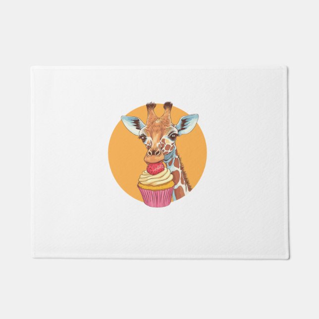 Giraffe With Cupcake   Doormat (Front)