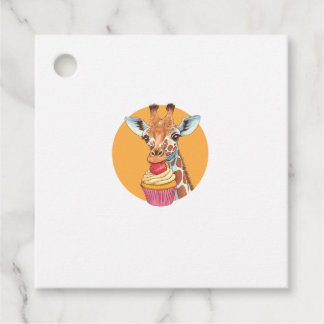 Giraffe With Cupcake Favour Tags