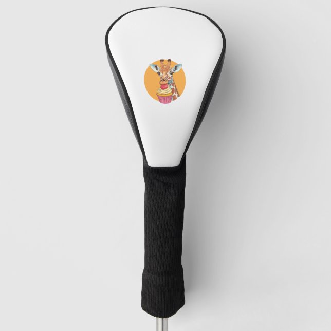 Giraffe With Cupcake   Golf Head Cover (Front)