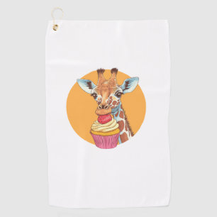Giraffe With Cupcake Golf Towel