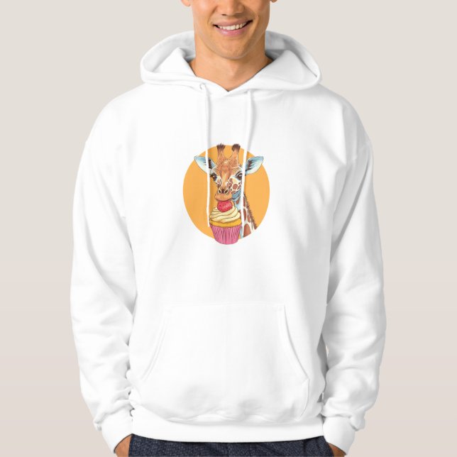 Giraffe With Cupcake   Hoodie (Front)
