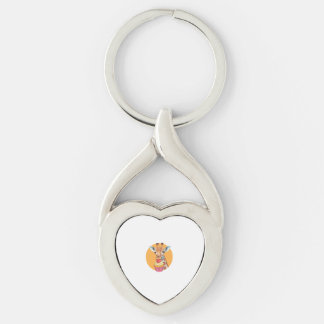 Giraffe With Cupcake   Key Ring