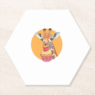 Giraffe With Cupcake Paper Coaster