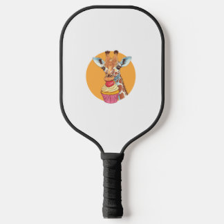 Giraffe With Cupcake   Pickleball Paddle
