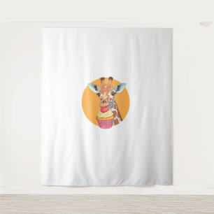 Giraffe With Cupcake Tapestry