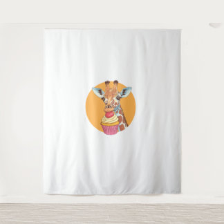 Giraffe With Cupcake Tapestry