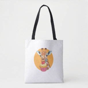 Giraffe With Cupcake Tote Bag