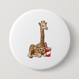Giraffe with Drink 7.5 Cm Round Badge