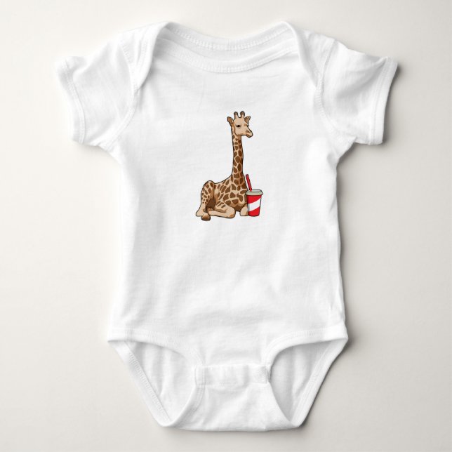 Giraffe with Drink Baby Bodysuit (Front)