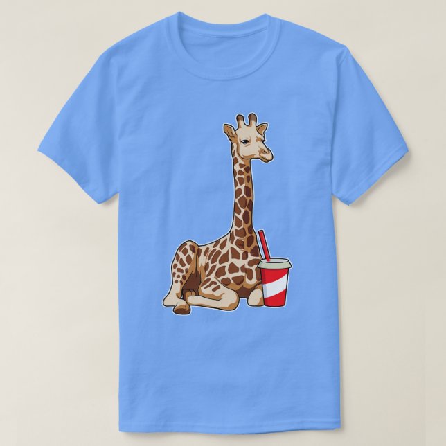 Giraffe With Drink  T-Shirt (Design Front)