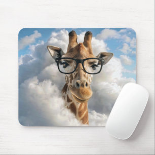 Giraffe with Eyeglasses in Cloud Mouse Mat