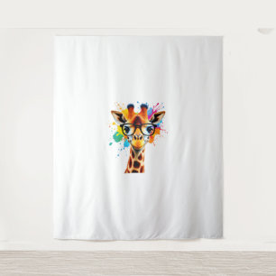 Giraffe with Glasses and Colourful Splash - Colour Tapestry