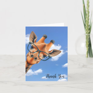Giraffe With Glasses Thank You Card