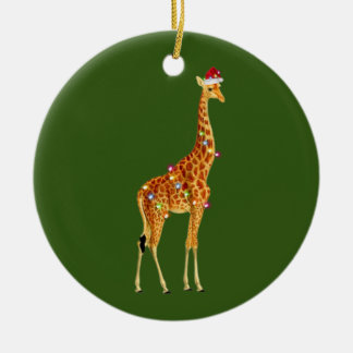 GIRAFFE With Hat Scaft Christmas Ceramic Tree Decoration