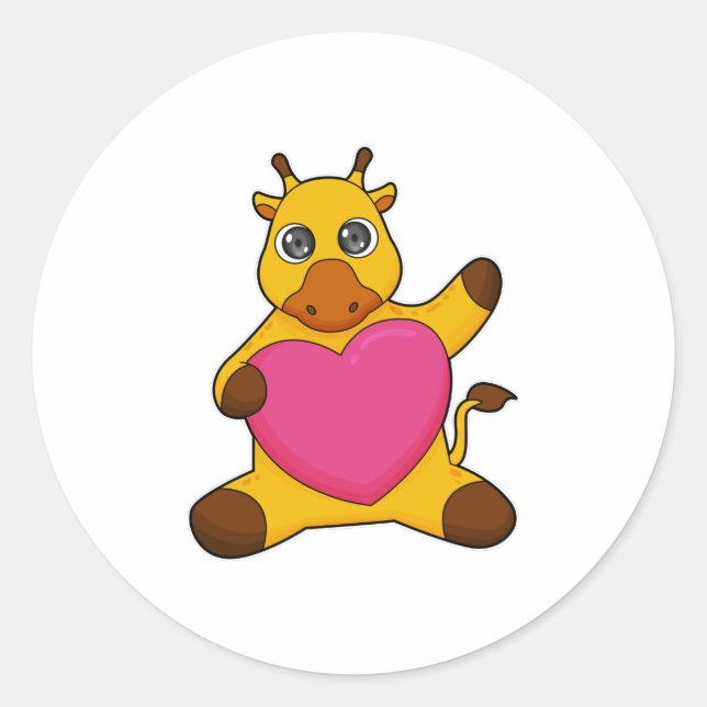 Giraffe with Heart Classic Round Sticker (Front)