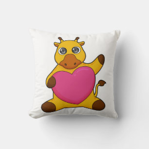 Giraffe with Heart Cushion