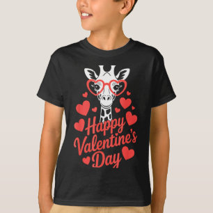 Giraffe With Heart Gles Love Celebration Valentine T-Shirt