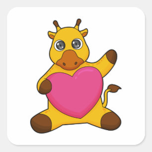 Giraffe with Heart Square Sticker