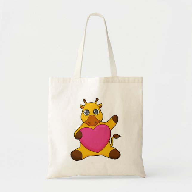 Giraffe with Heart Tote Bag (Front)