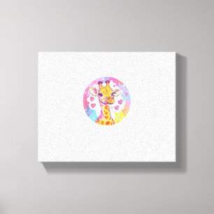 Giraffe With Hearts Adorable Colourful Love Canvas Print