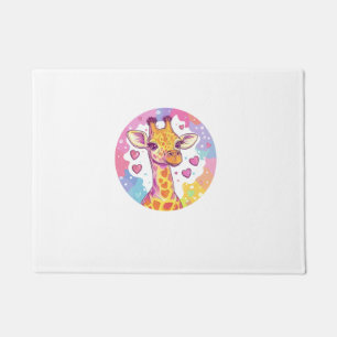 Giraffe With Hearts Adorable Colourful Love Doormat