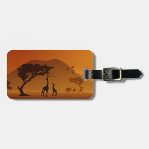 giraffe with her baby safari style luggage tag
