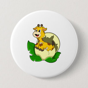 Giraffe with Leaf & Egg 7.5 Cm Round Badge