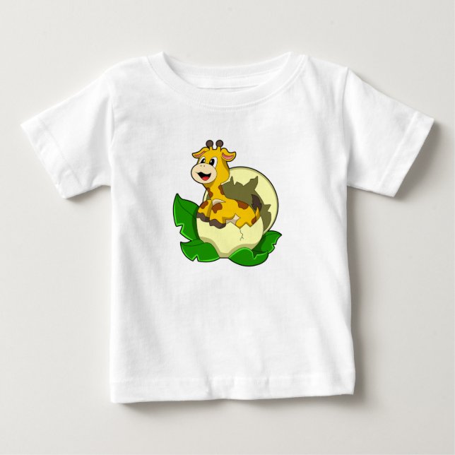 Giraffe with Leaf & Egg Baby T-Shirt (Front)