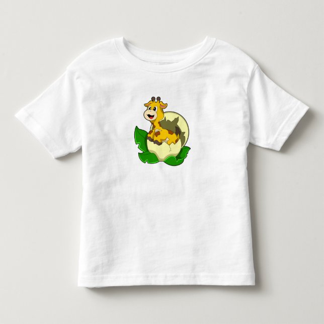 Giraffe with Leaf & Egg Toddler T-Shirt (Front)
