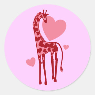 Giraffe With Love Classic Round Sticker
