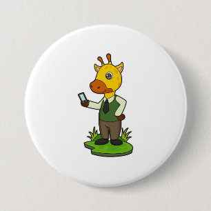 Giraffe with Mobile 7.5 Cm Round Badge