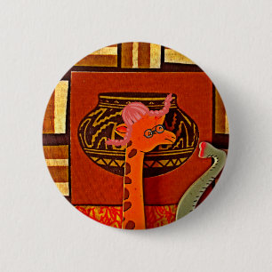 Giraffe with Muffin: A Cute African Design 6 Cm Round Badge