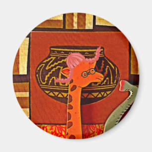 Giraffe with Muffin: A Cute African Design Magnet