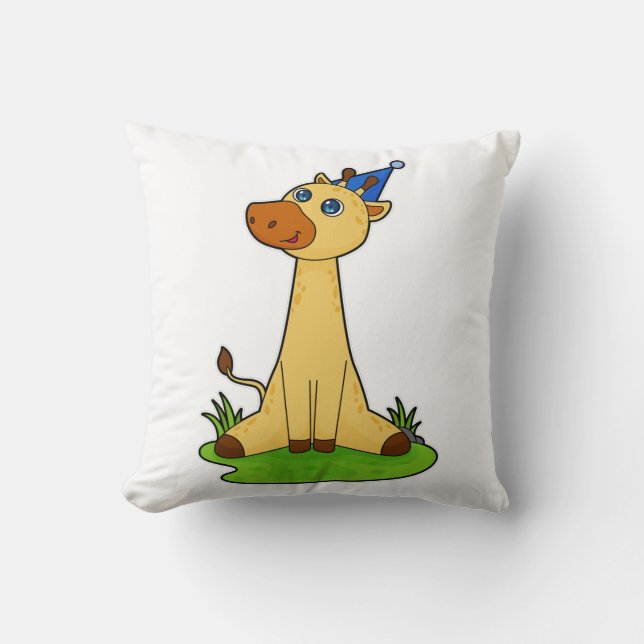 Giraffe with Party hat Cushion (Front)