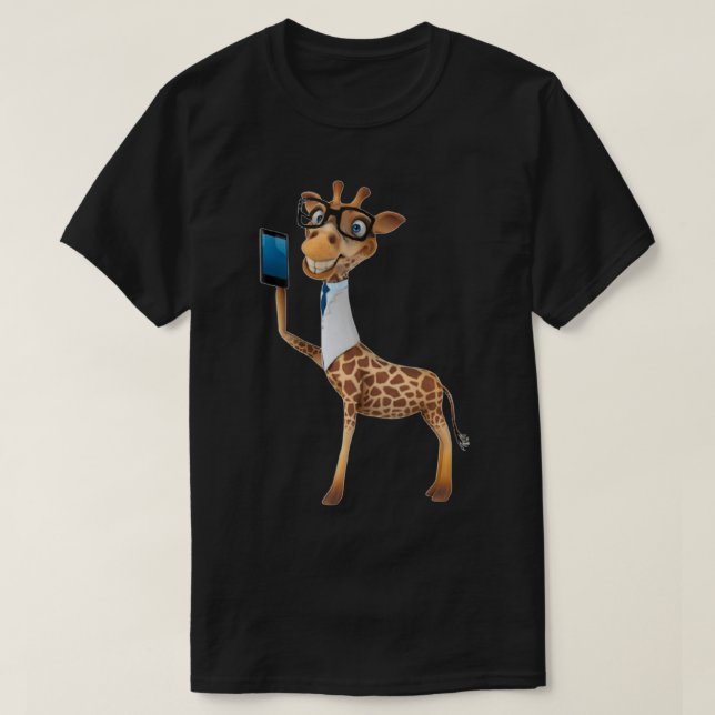 Giraffe with phone T-Shirt (Design Front)