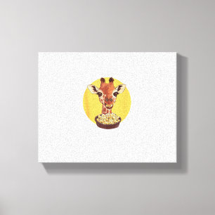 Giraffe With Popcorn Cartoon Animal Humour Canvas Print