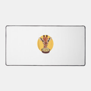Giraffe With Popcorn Cartoon Animal Humour Desk Mat