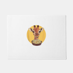 Giraffe With Popcorn Cartoon Animal Humour Doormat