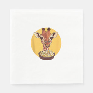 Giraffe With Popcorn Cartoon Animal Humour Napkin
