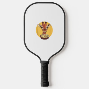 Giraffe With Popcorn Cartoon Animal Humour Pickleball Paddle