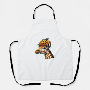 Giraffe with Pumpkin Hat Halloween Design Apron