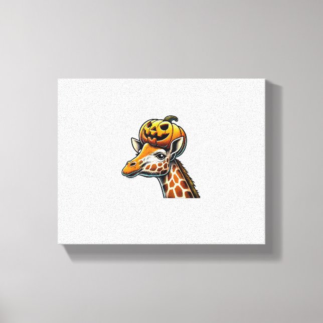 Giraffe with Pumpkin Hat Halloween Design  Canvas Print (Front)