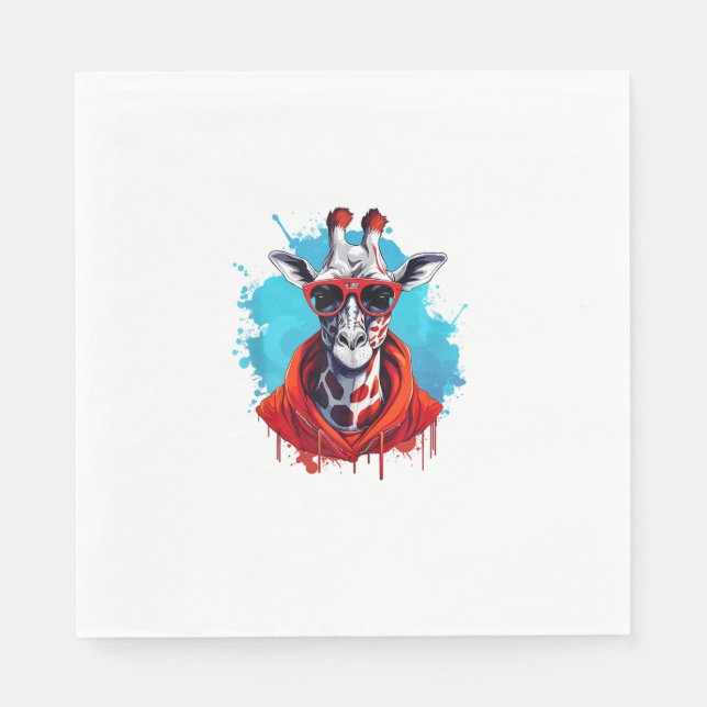 Giraffe With Red Glasses  Napkin (Front)