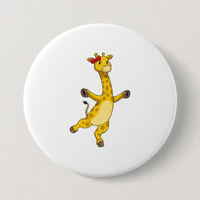 Giraffe with Ribbon 7.5 Cm Round Badge (Front)