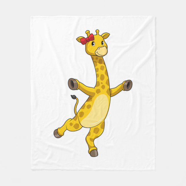 Giraffe with Ribbon Fleece Blanket (Front)