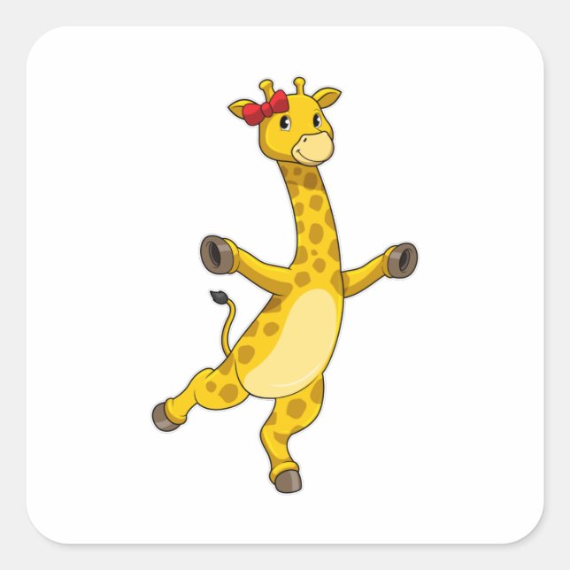 Giraffe with Ribbon Square Sticker (Front)