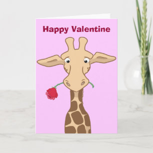 Giraffe with Rose Valentine Card