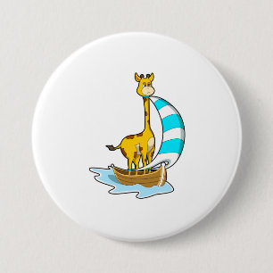 Giraffe with Sailing boat 7.5 Cm Round Badge
